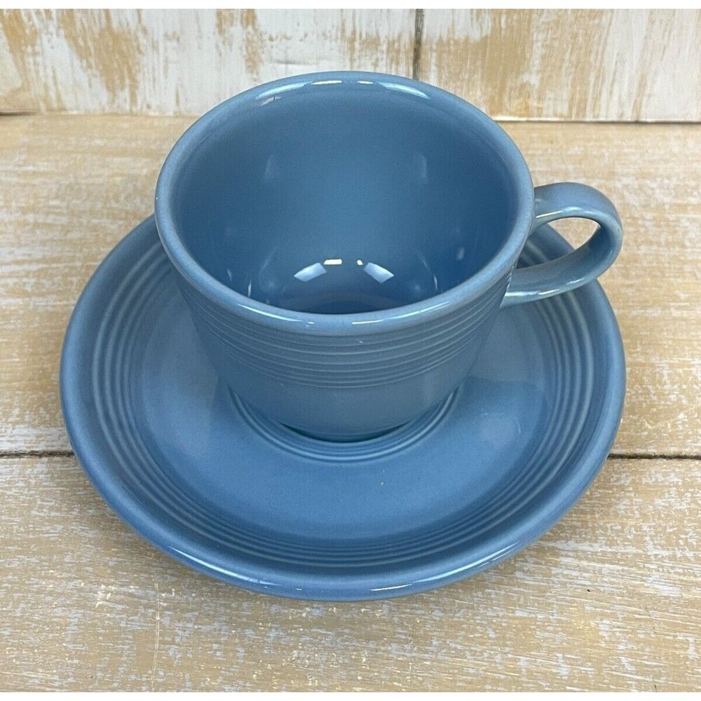 Fiestaware Homer Laughlin Cup & Saucer Light Baby Sky Blue USA Fiesta Lead Free